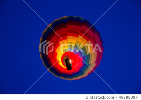 close up of a hot air balloon in mid air in close up of a hot air balloon in mid air in 49299097