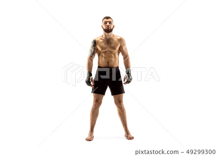 professional fighter boxing isolated on white studio background professional fighter boxing isolated on white studio background 49299300
