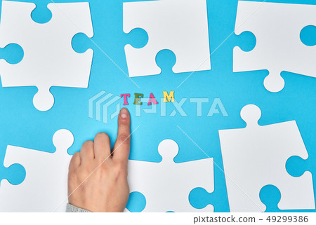 white big puzzles on a blue background white big puzzles on a blue background 49299386