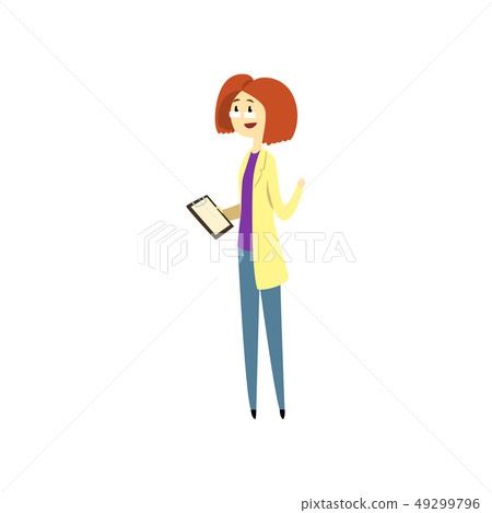Female doctor holding clipboard cartoon vector... - Stock Illustration ...