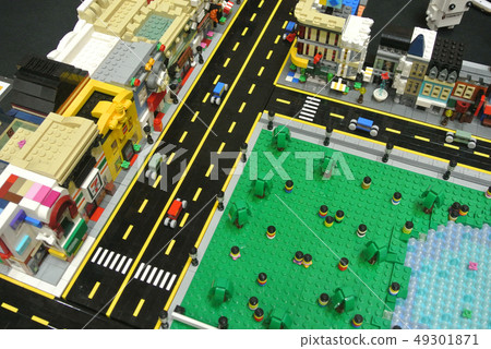 Small town models are made of small plastic block Small town models are made of small plastic block 49301871