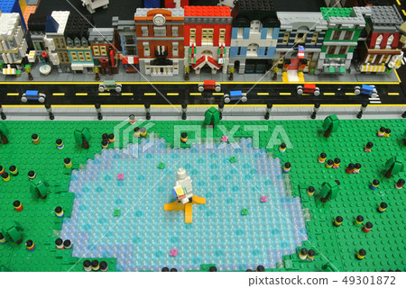 Small town models are made of small plastic block Small town models are made of small plastic block 49301872