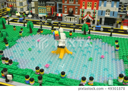 Small town models are made of small plastic block Small town models are made of small plastic block 49301878