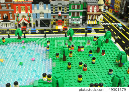 Small town models are made of small plastic block Small town models are made of small plastic block 49301879