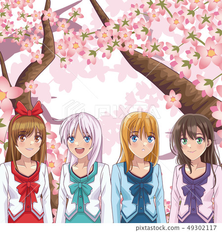 Beautiful womens friends manga cartoon Beautiful womens friends manga cartoon 49302117