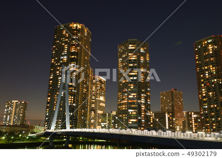 Toyosu和Shinonome和Tsubaki Sakura橋的夜景 Toyosu和Shinonome和Tsubaki Sakura橋的夜景 49302179