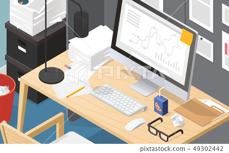Isometric Office Workplace Illustration Isometric Office Workplace Illustration 49302442