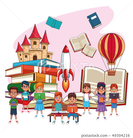 Kids reading fairy tales 49304216