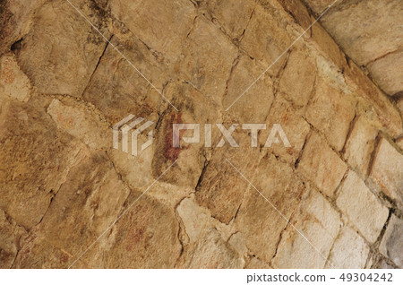 Uxmal ruins Mayan arch red handprint (Mexico) Uxmal ruins Mayan arch red handprint (Mexico) 49304242