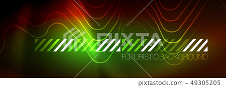 Neon glowing techno lines, hi-tech futuristic abstract background template with square shapes 49305205