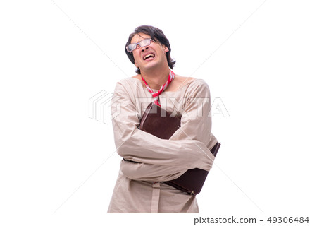 Young mad man isolated on white  49306484