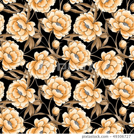 Peony flowers seamless pattern. Peony flowers seamless pattern. 49306727
