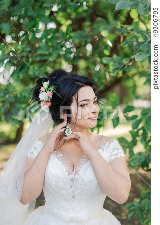 fashion photo of beautiful bride with dark hair in fashion photo of beautiful bride with dark hair in 49306795
