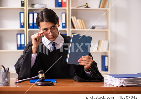 Young handsome judge working in court  49307042