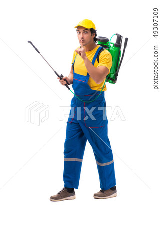 Pest control contractor isolated on white background 49307109