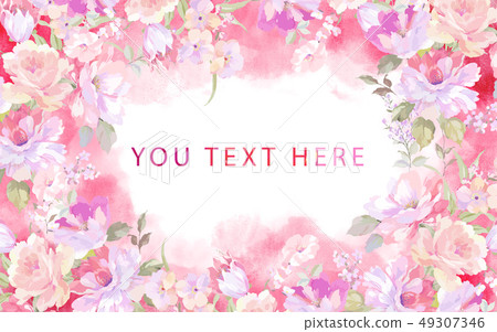 優雅的玫瑰花牡丹花插畫 49307346