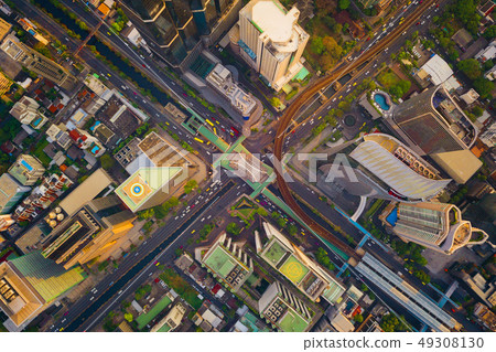 Aerial view of Sathorn intersection or junction 49308130