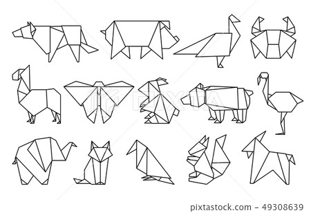 Line origami animals. Abstract polygon animals,... - Stock Illustration  [49308639] - PIXTA