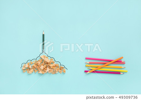 Pencil and pencil sharpener trash with jet engine Pencil and pencil sharpener trash with jet engine 49309736