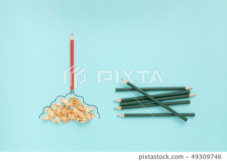 Pencil and pencil sharpener trash with jet engine Pencil and pencil sharpener trash with jet engine 49309746