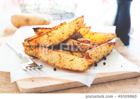 Baked potato wedges - homemade organic vegetable, Baked potato wedges - homemade organic vegetable, 49309960