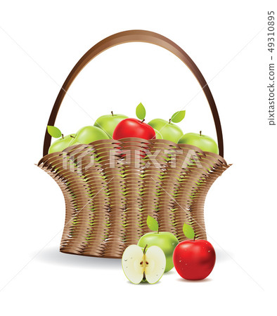 Basket of red and green apples Basket of red and green apples 49310895