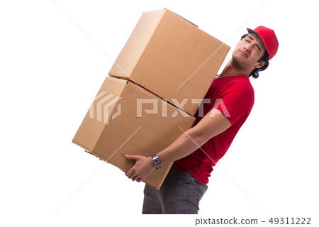 Young male courier with box Young male courier with box 49311222
