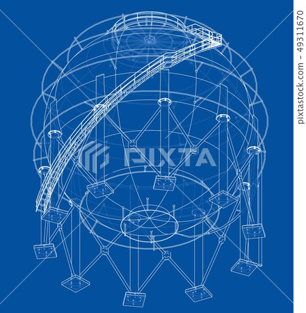Spherical gas tank outline. Vector 49311670
