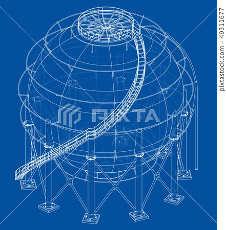 Spherical gas tank outline. Vector 49311677