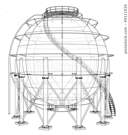 Spherical gas tank outline. Vector Spherical gas tank outline. Vector 49311838