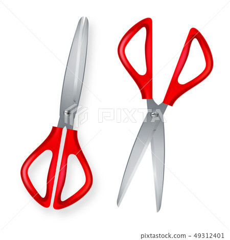 Scissor Vector. 3D Realistic Scissor Icon. Plastic Handles. Opened And Closed. Paper Cut. School Scissor Vector. 3D Realistic Scissor Icon. Plastic Handles. Opened And Closed. Paper Cut. School 49312401