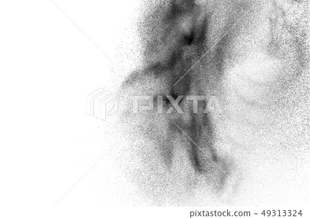 Black powder explosion against white background. Black powder explosion against white background. 49313324