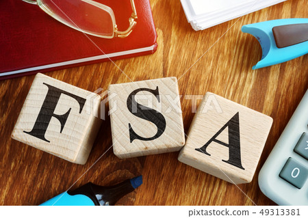 Flexible Spending Account FSA from wooden cubes. Flexible Spending Account FSA from wooden cubes. 49313381