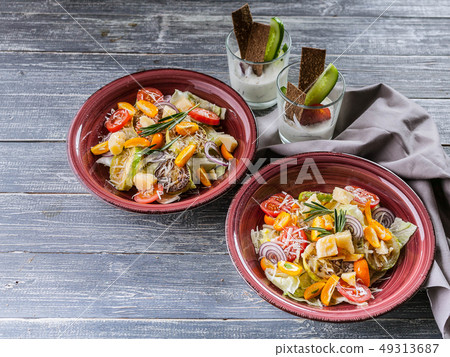 Easy Vegetable salad from zucchini, ice lettuce 49313687