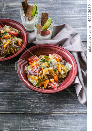 Easy Vegetable salad from zucchini, ice lettuce 49313689