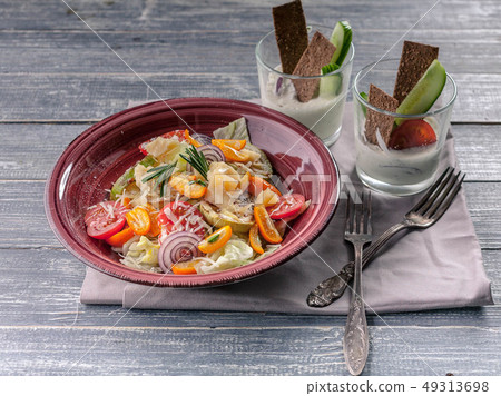 Easy Vegetable salad from zucchini, ice lettuce 49313698