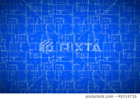 Complicated white house floor plan with interior Complicated white house floor plan with interior 49314716