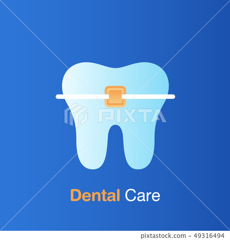 Dental care concept. Braces care, good hygiene 49316494