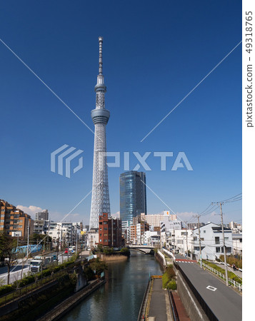 Tokyo Sky Tree and Northern River Tokyo Sky Tree and Northern River 49318765