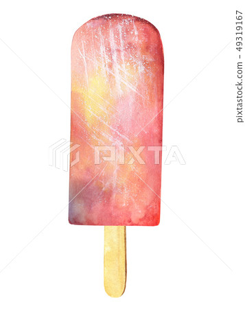 Ice cream watercolor in nice colors isolated on white background. 49319167