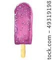 Ice cream watercolor in nice colors isolated on white background. 49319198