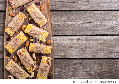 Healthy homemade snacks breakfast . Granola bars 49319644