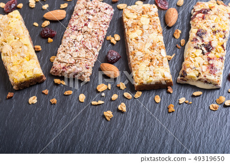 Healthy homemade snacks breakfast . Granola bars 49319650