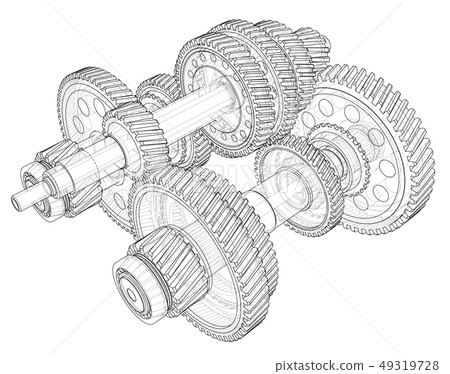 Outline gearbox concept. Vector 49319728