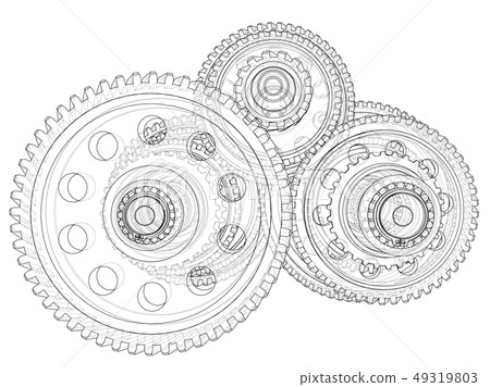 Outline gearbox concept. Vector 49319803
