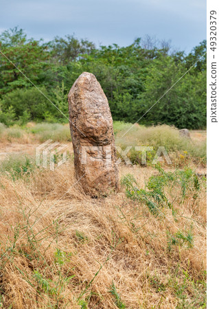 Ancient stone idol of Khortytsia island, Ukraine Ancient stone idol of Khortytsia island, Ukraine 49320379