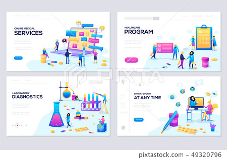 illustration of online medical support, health care, laboratory, medical services modern vector 49320796