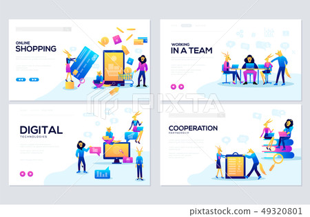 Templates design for online shopping, analytics, digital marketing, teamwork and business strategy 49320801