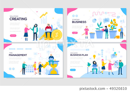 Business solutions, planning and strategy, startup, time management vector illustration. Set of web Business solutions, planning and strategy, startup, time management vector illustration. Set of web 49320810