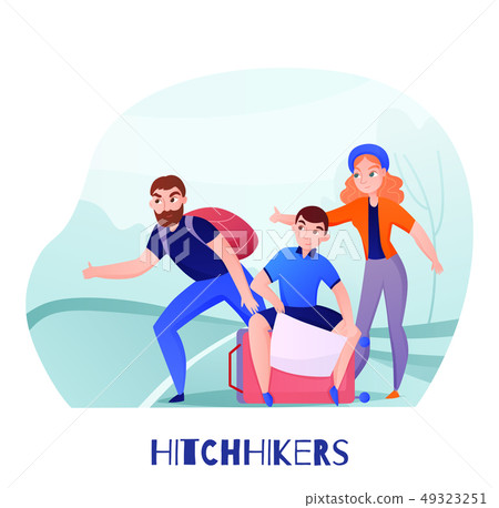 Travelers Hitchhikers Illustration 49323251